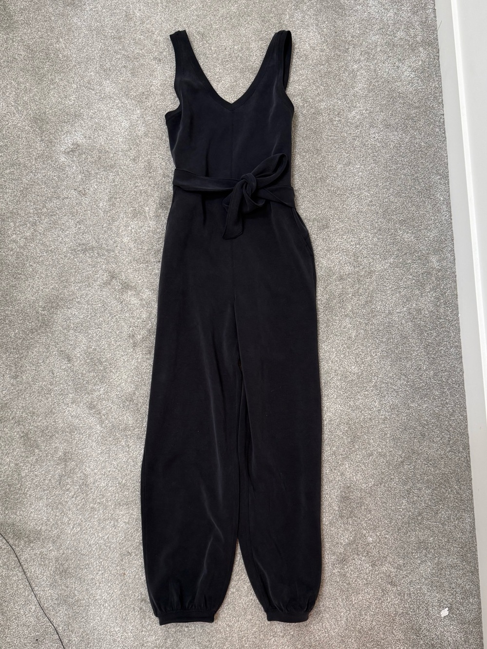 lululemon athletica Black Sleeveless V-Neck Jumpsuit with Waist Tie